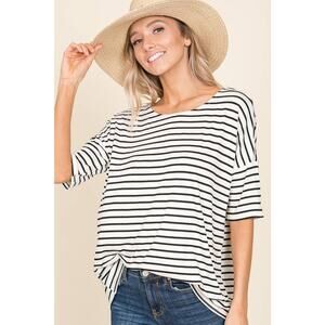 BNWT Bombom Casual Short Sleeve Striped Top in Size S